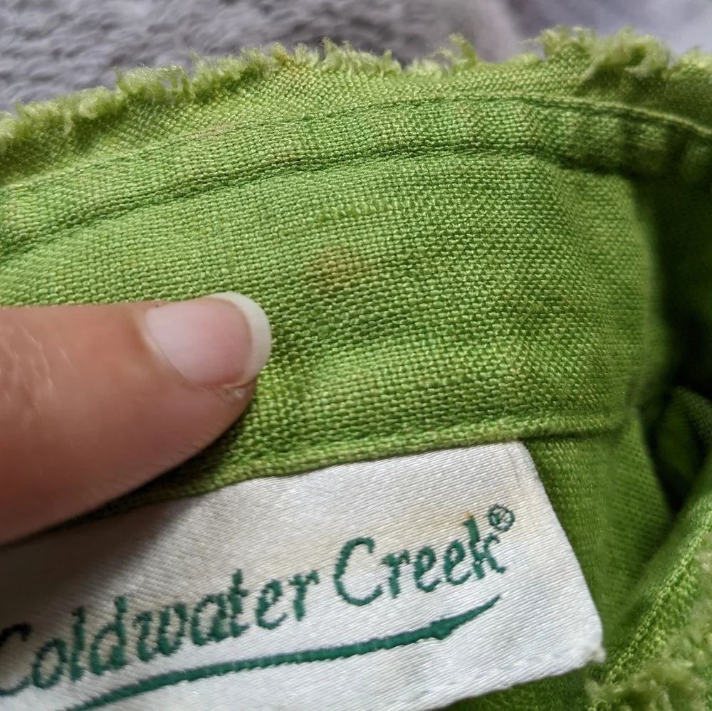 💚 Coldwater Creek 100% Linen Green Lightweight Jacket Large - Picture 9 of 11
